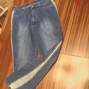 Crochet side flare jeans